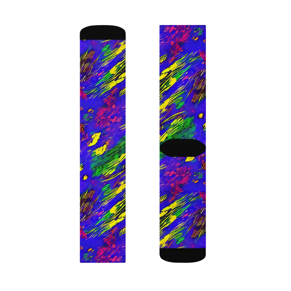 Painted Lightning on Socks — Right Sock
