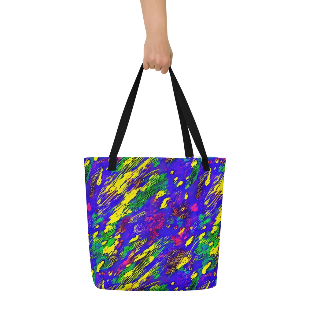 Painted Lightning on Large Tote Bag W/ Pocket — Front