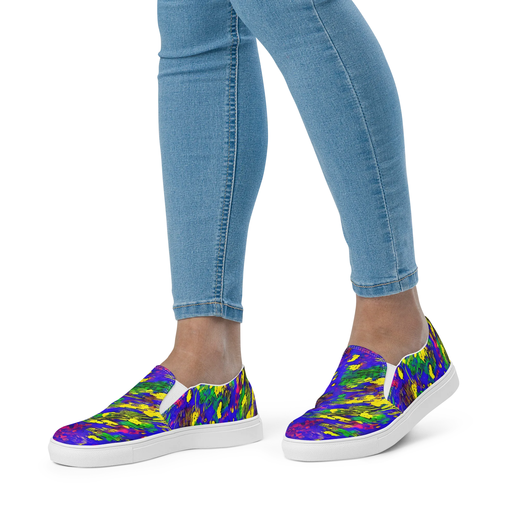 Painted Lightning on Women's Slip-On Canvas Shoes — Front