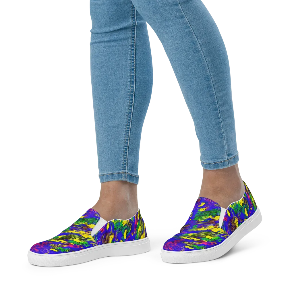 Painted Lightning on Women's Slip-On Canvas Shoes — Front