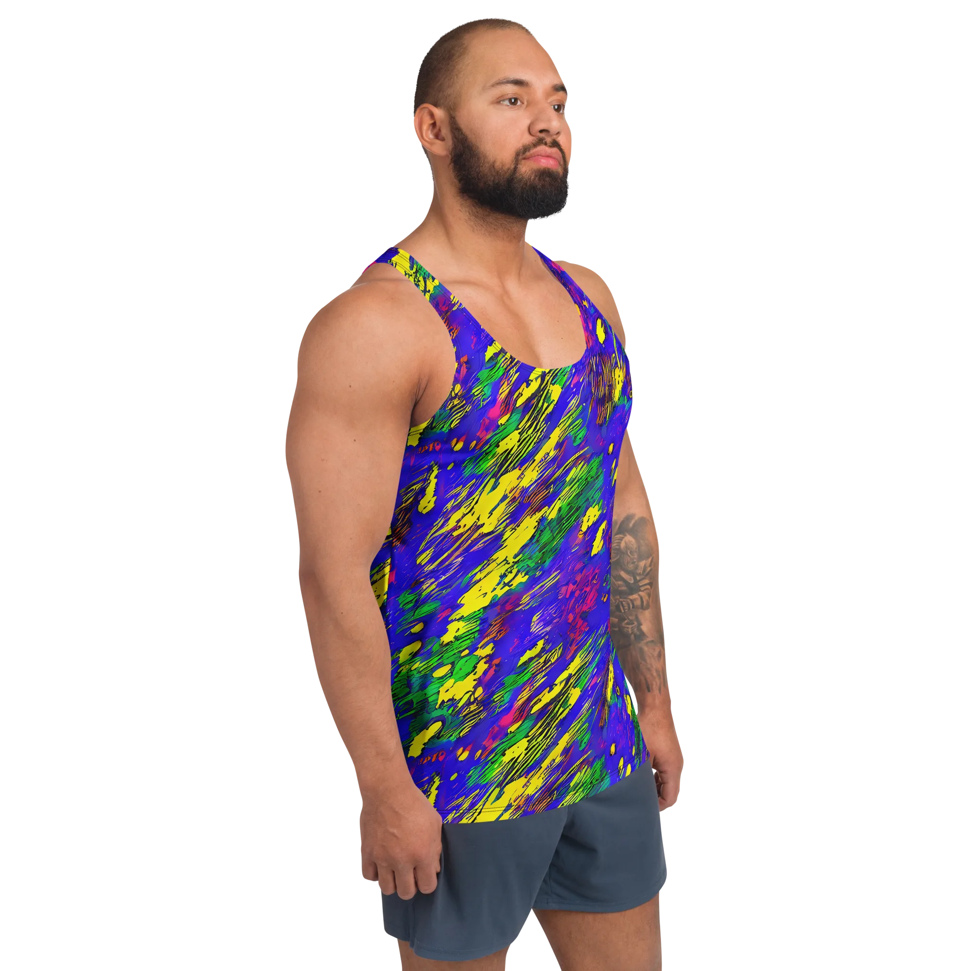 Painted Lightning on Men's Tank Top — Right Front
