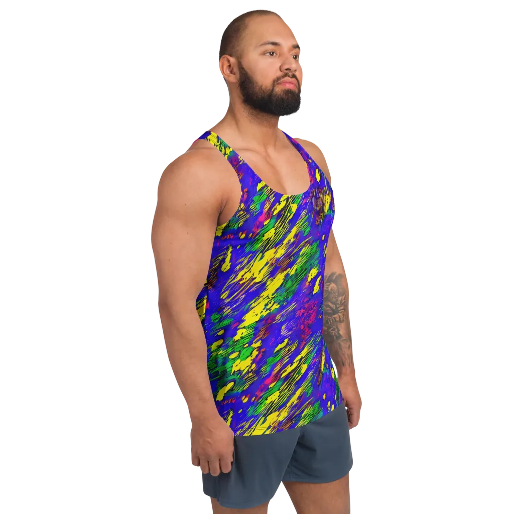 Painted Lightning on Men's Tank Top — Right Front