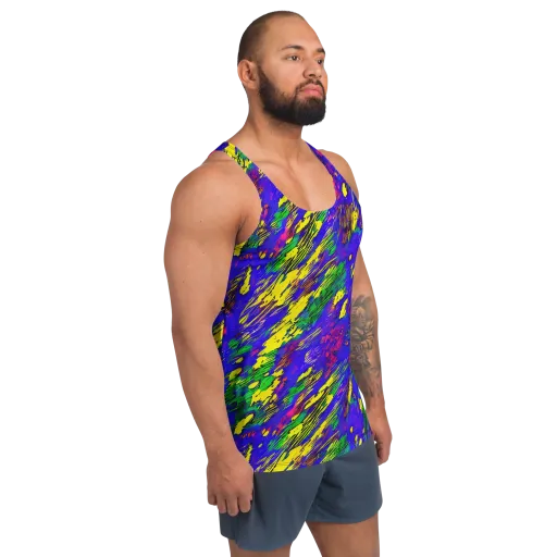 Painted Lightning on a Men's Tank Top