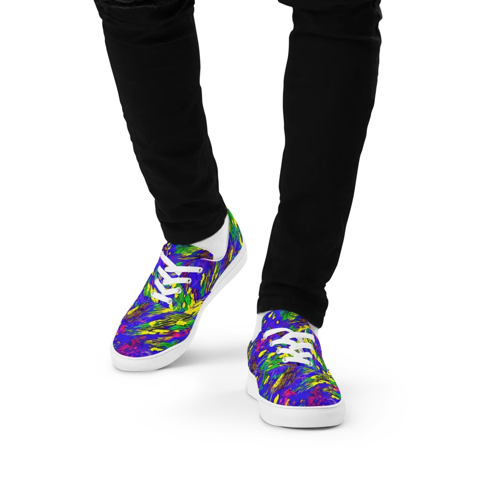 Painted Lightning on Men's Lace-Up Canvas Shoes — Front