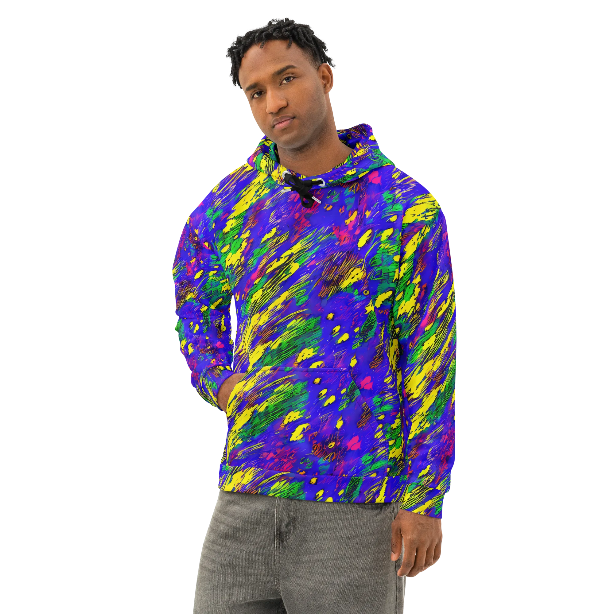 Painted Lightning on Cotton Hoodie — Left Front
