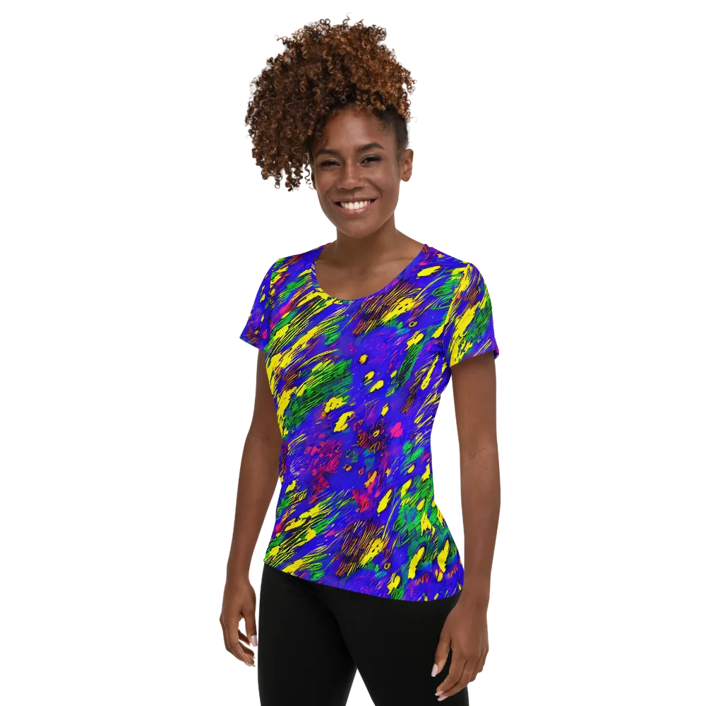 Painted Lightning on Women's Athletic T-Shirt — Left