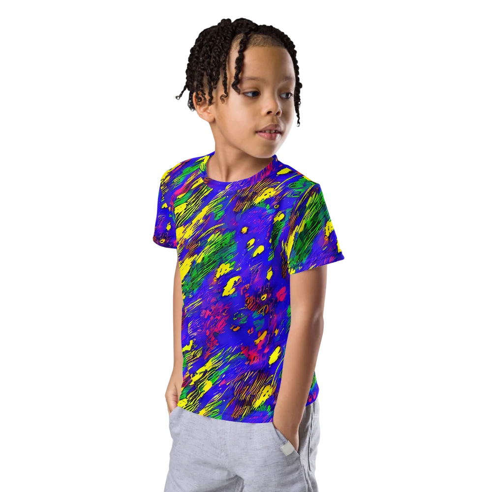 Painted Lightning on Kids Crew Neck T-Shirt — Left Front