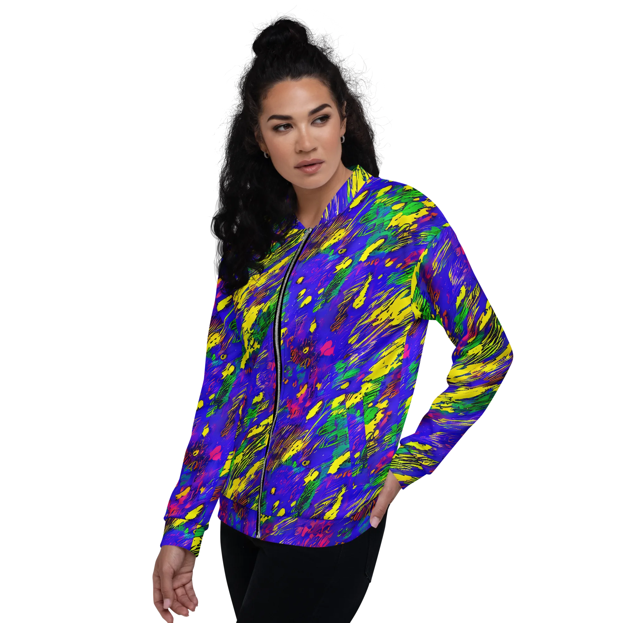 Painted Lightning on Bomber Jacket — Left