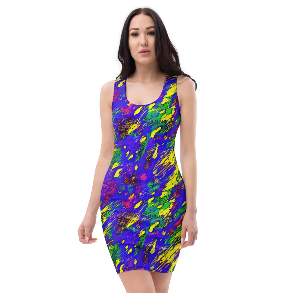 Painted Lightning on Bodycon Dress — Front