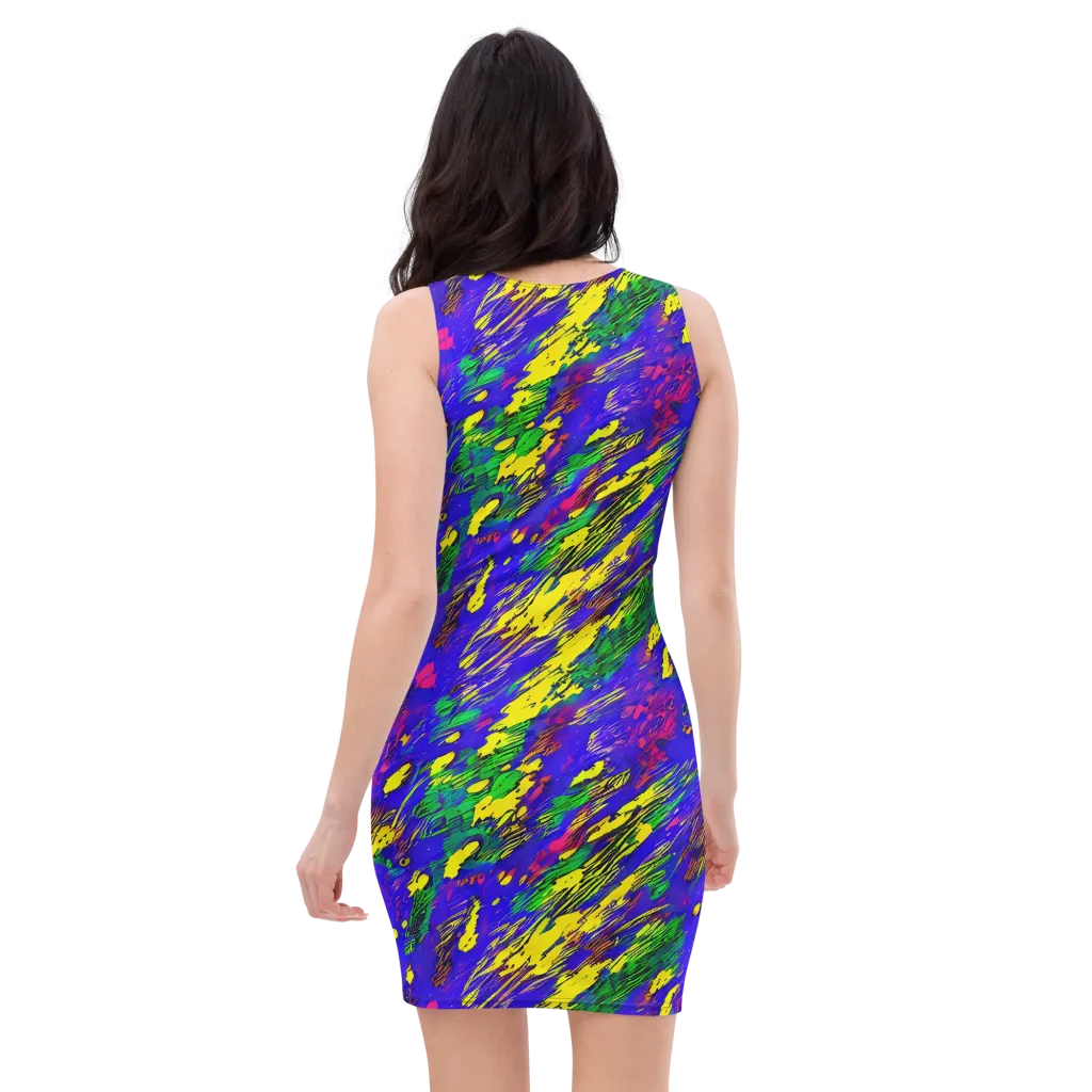 Painted Lightning on Bodycon Dress — Back