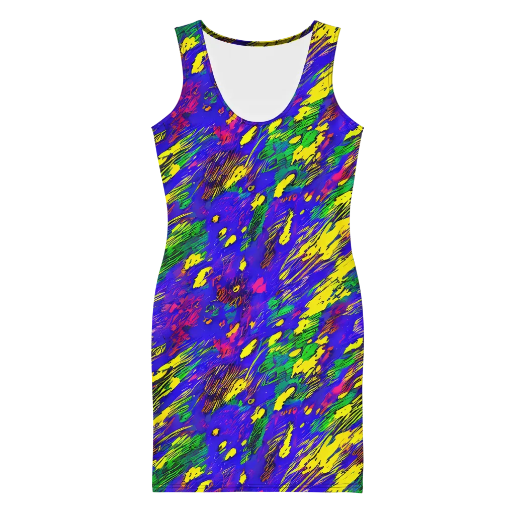 Painted Lightning on Bodycon Dress — Front