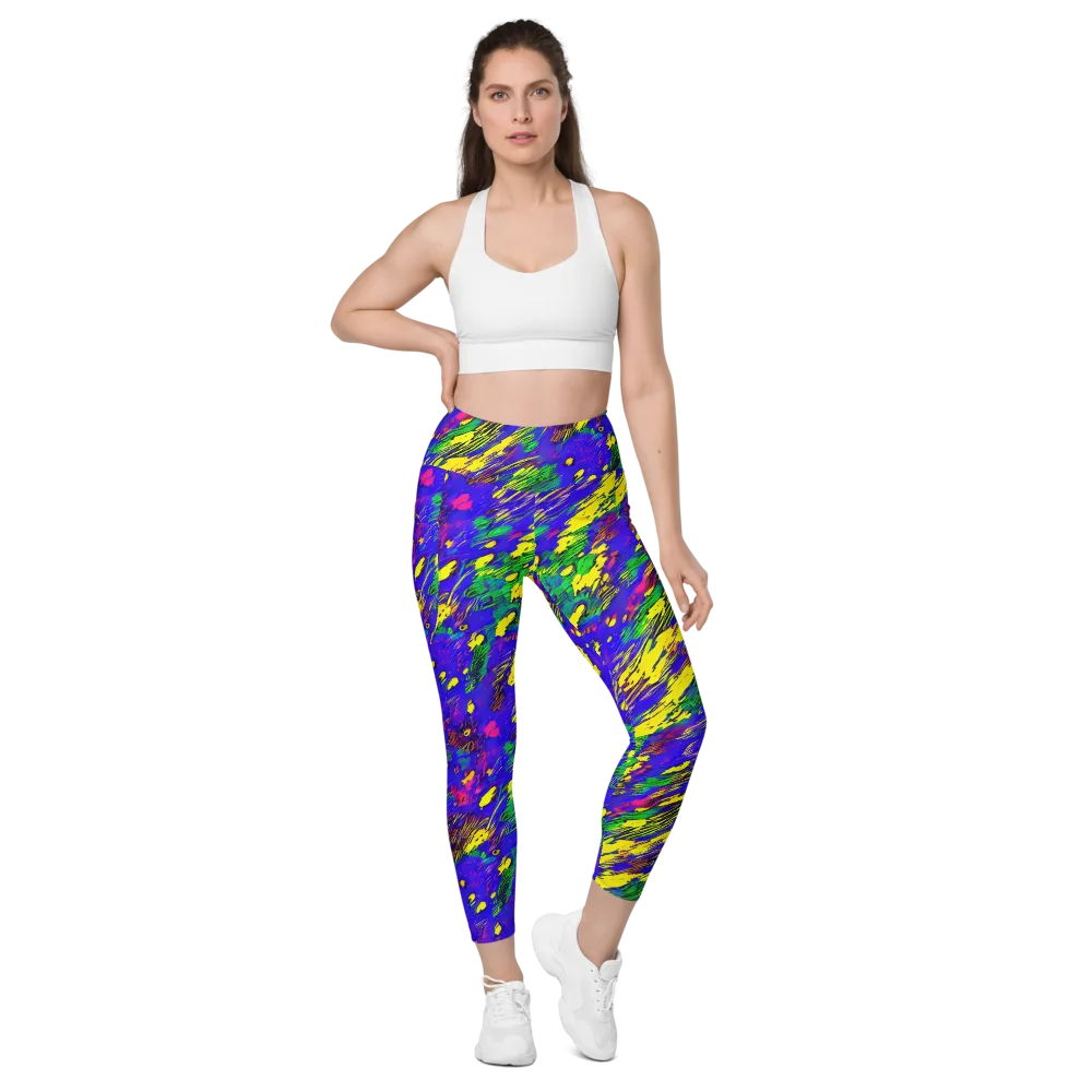 Painted Lightning on Leggings with Pockets — Front
