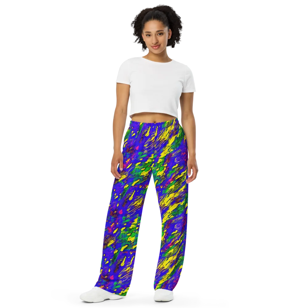 Painted Lightning on Wide-Leg Pants — Front