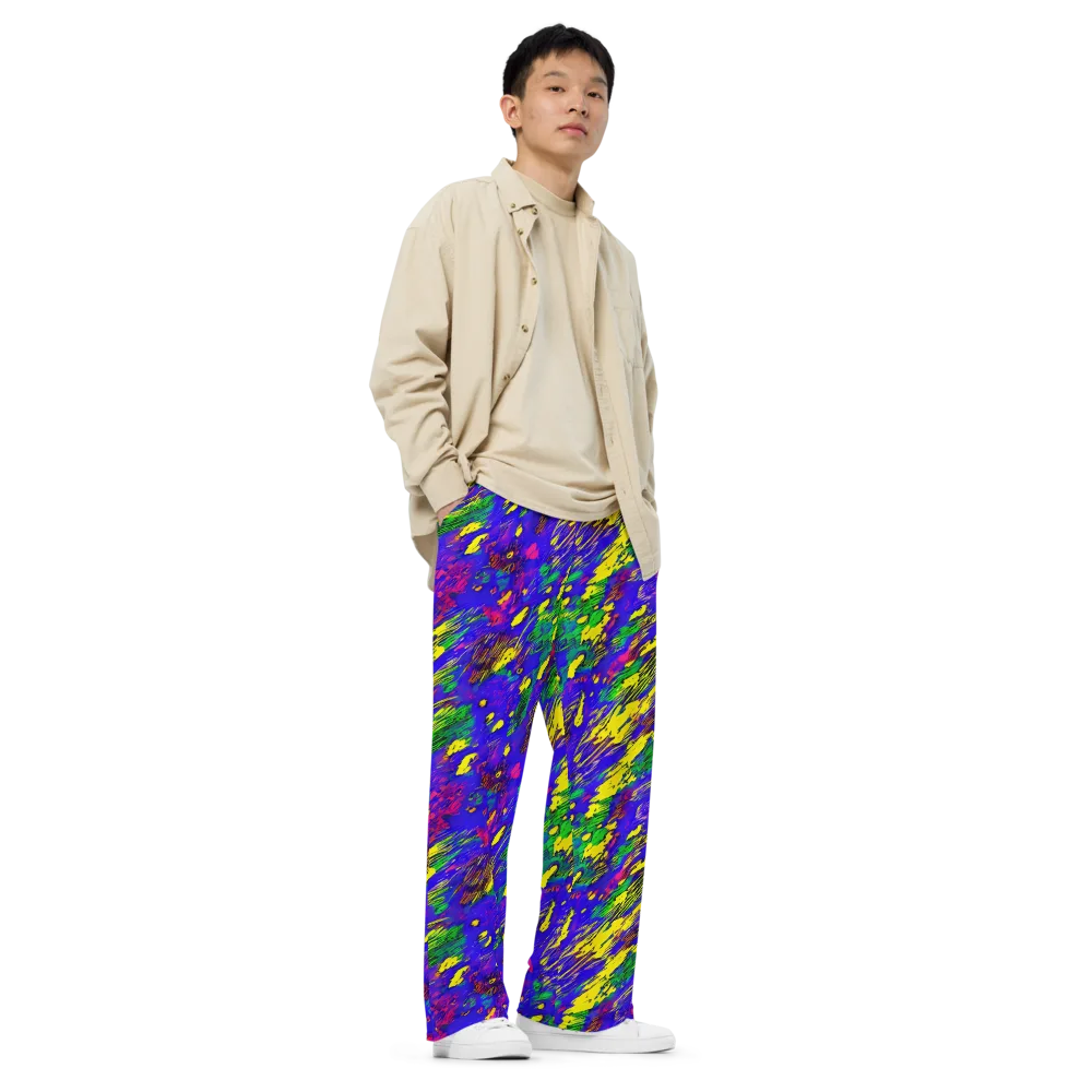 Painted Lightning on Wide-Leg Pants — Right Front