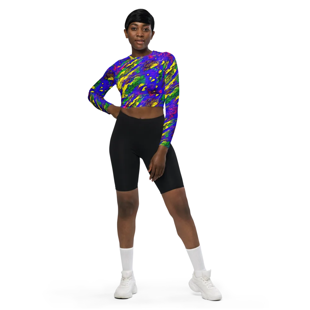 Painted Lightning on Long Sleeve Crop Top — Front
