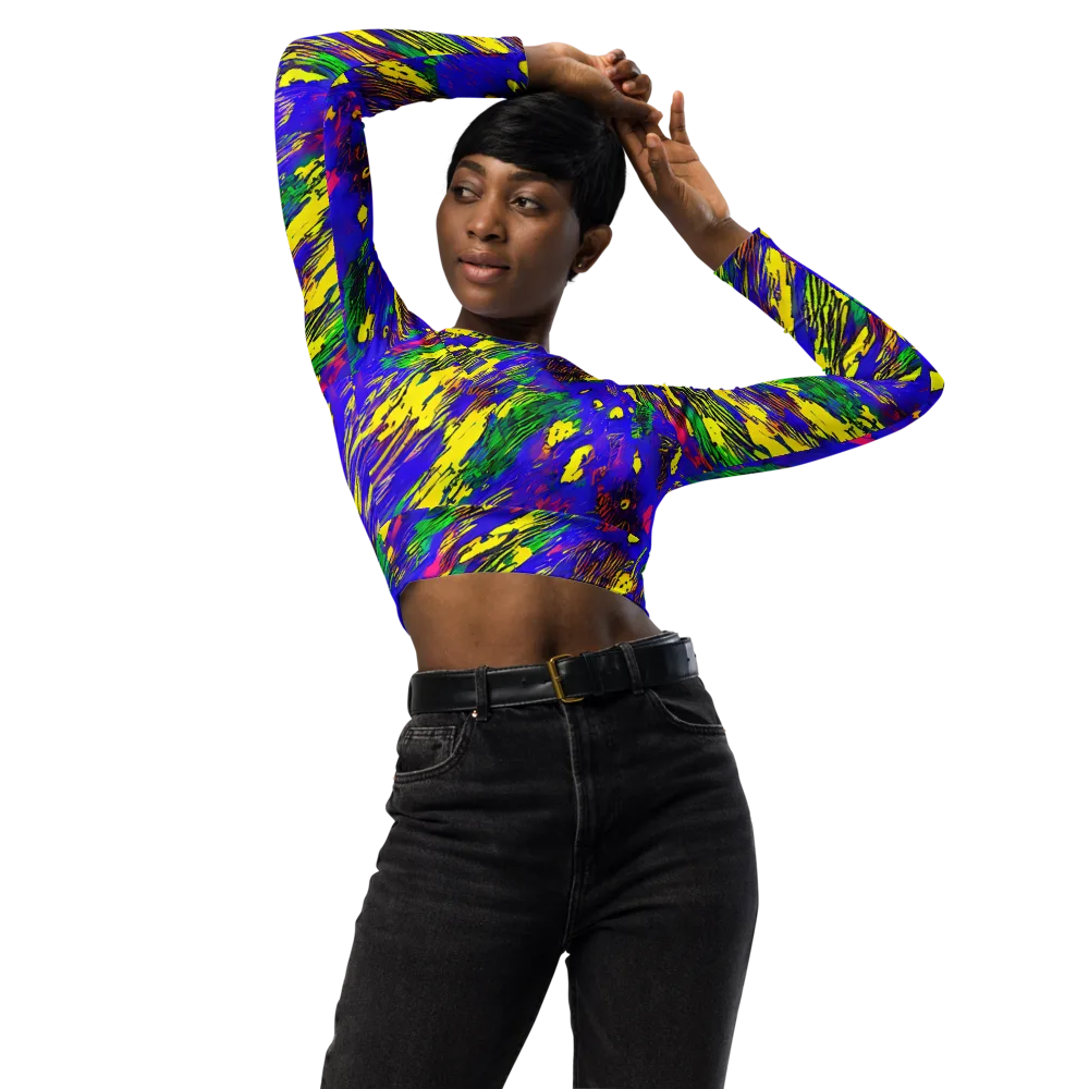 Painted Lightning on Long Sleeve Crop Top — Front