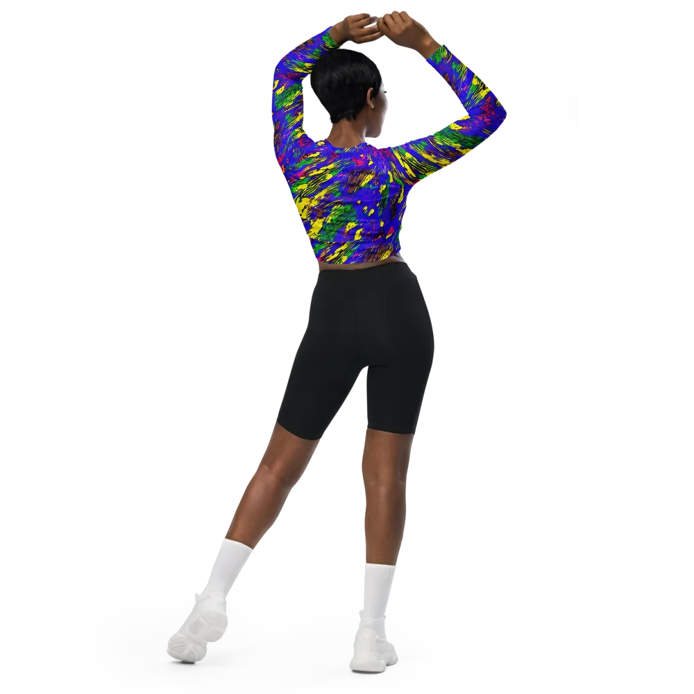 Painted Lightning on Long Sleeve Crop Top — Back