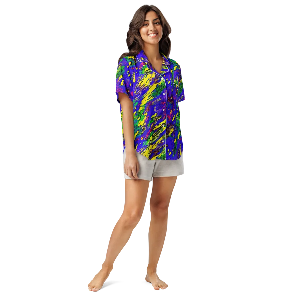 Painted Lightning on Women's Short Sleeve Pajama Top — Front