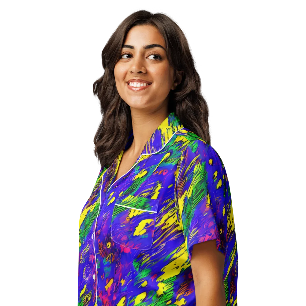 Painted Lightning on Women's Short Sleeve Pajama Top — Left Front