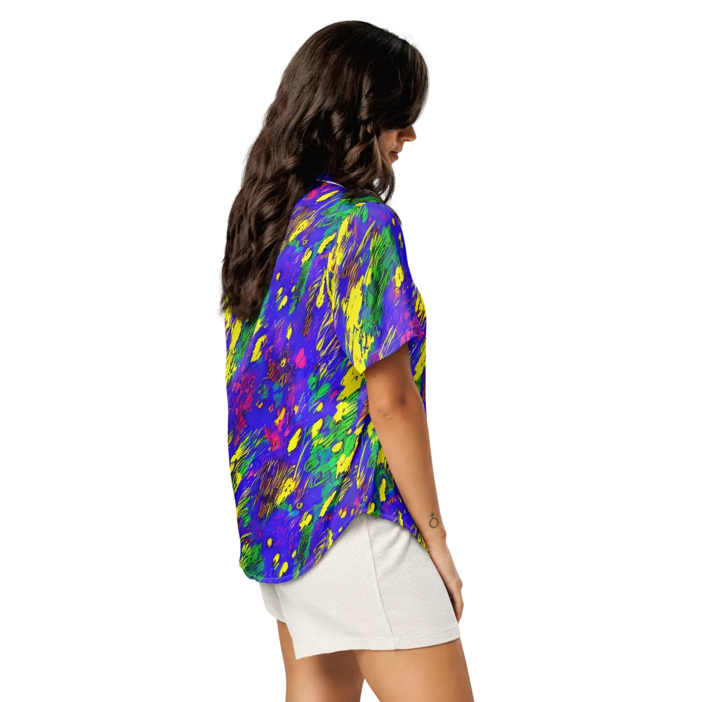 Painted Lightning on Women's Short Sleeve Pajama Top — Right Back