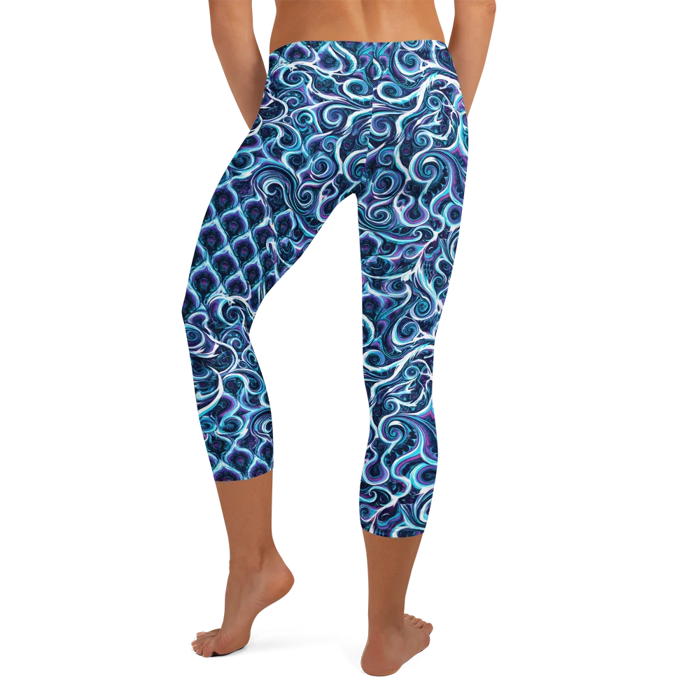Midnight Whirlpool on Capri Leggings — Back