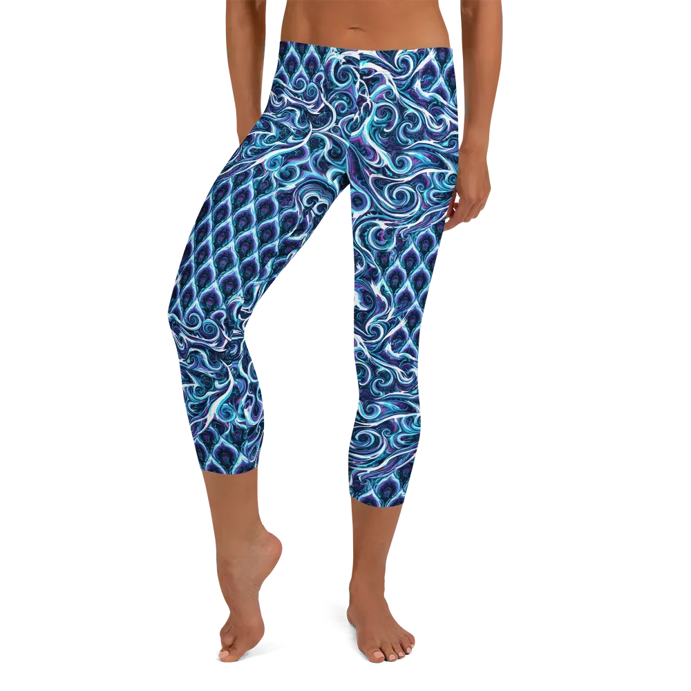 Midnight Whirlpool on Capri Leggings — Front