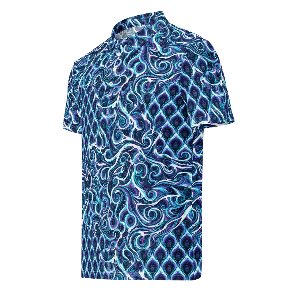 Midnight Whirlpool on Men's Slim Fit Polo Shirt — Left Front