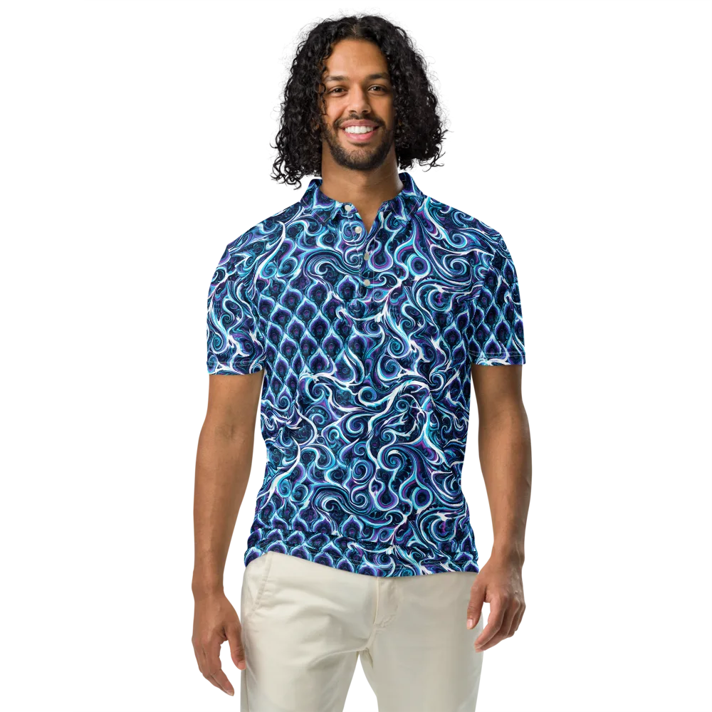Midnight Whirlpool on Men's Slim Fit Polo Shirt — Front