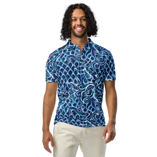 Midnight Whirlpool on a Men's Slim Fit Polo Shirt