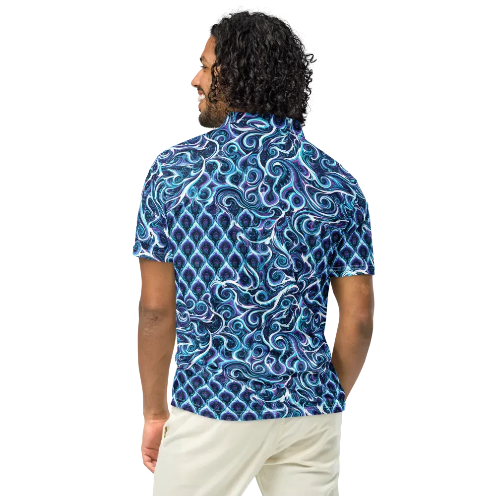 Midnight Whirlpool on Men's Slim Fit Polo Shirt — Back