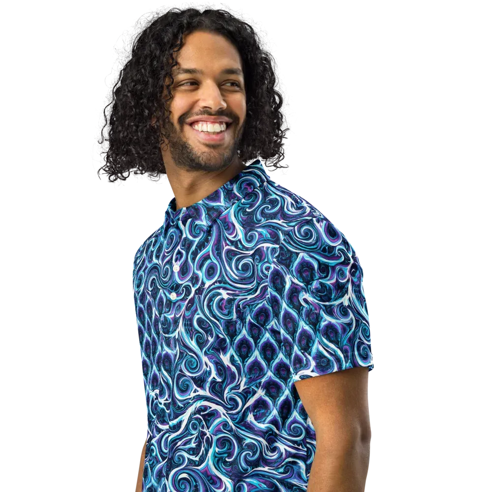Midnight Whirlpool on Men's Slim Fit Polo Shirt — Left Front