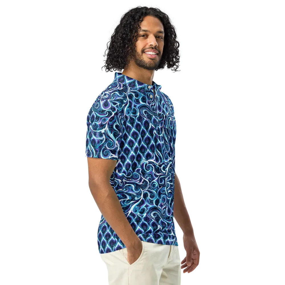 Midnight Whirlpool on Men's Slim Fit Polo Shirt — Right Front