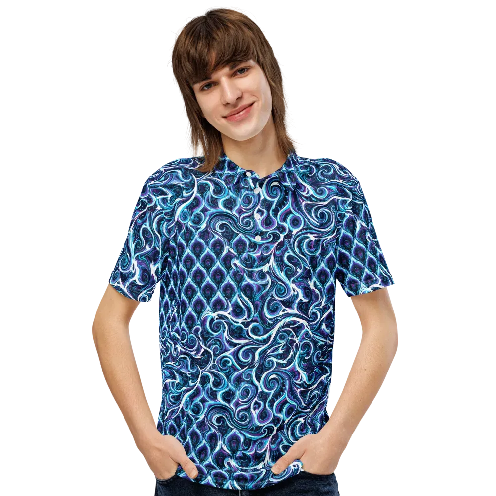Midnight Whirlpool on Men's Slim Fit Polo Shirt — Front