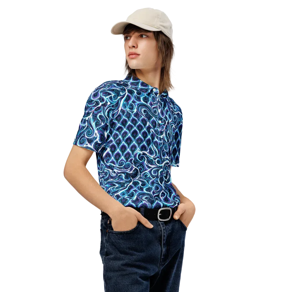 Midnight Whirlpool on Men's Slim Fit Polo Shirt — Right Front