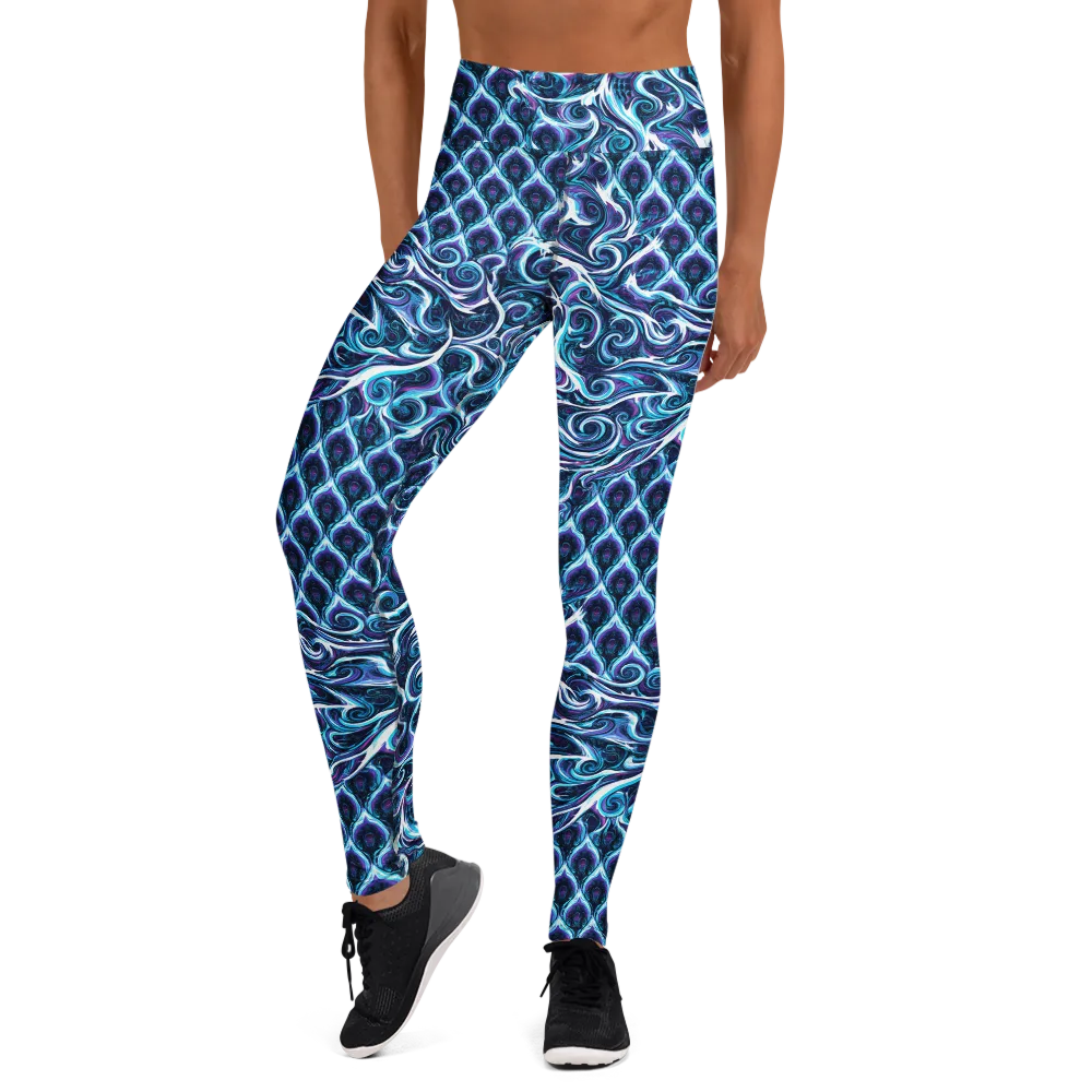 Midnight Whirlpool on Yoga Leggings — Front