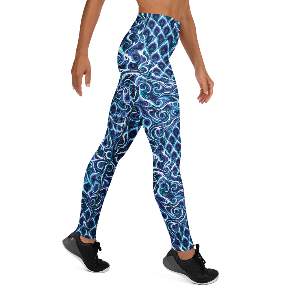 Midnight Whirlpool on Yoga Leggings — Right
