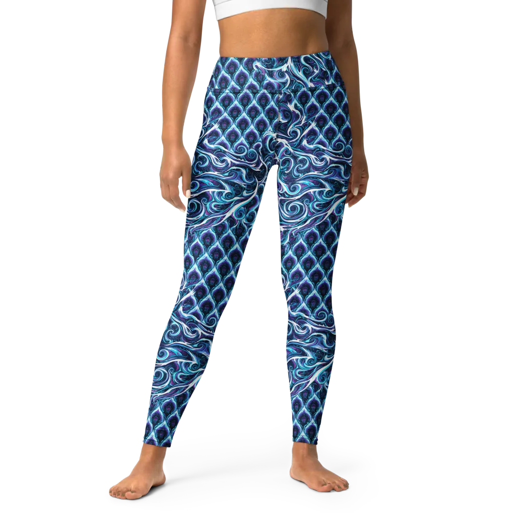 Midnight Whirlpool on Yoga Leggings — Front