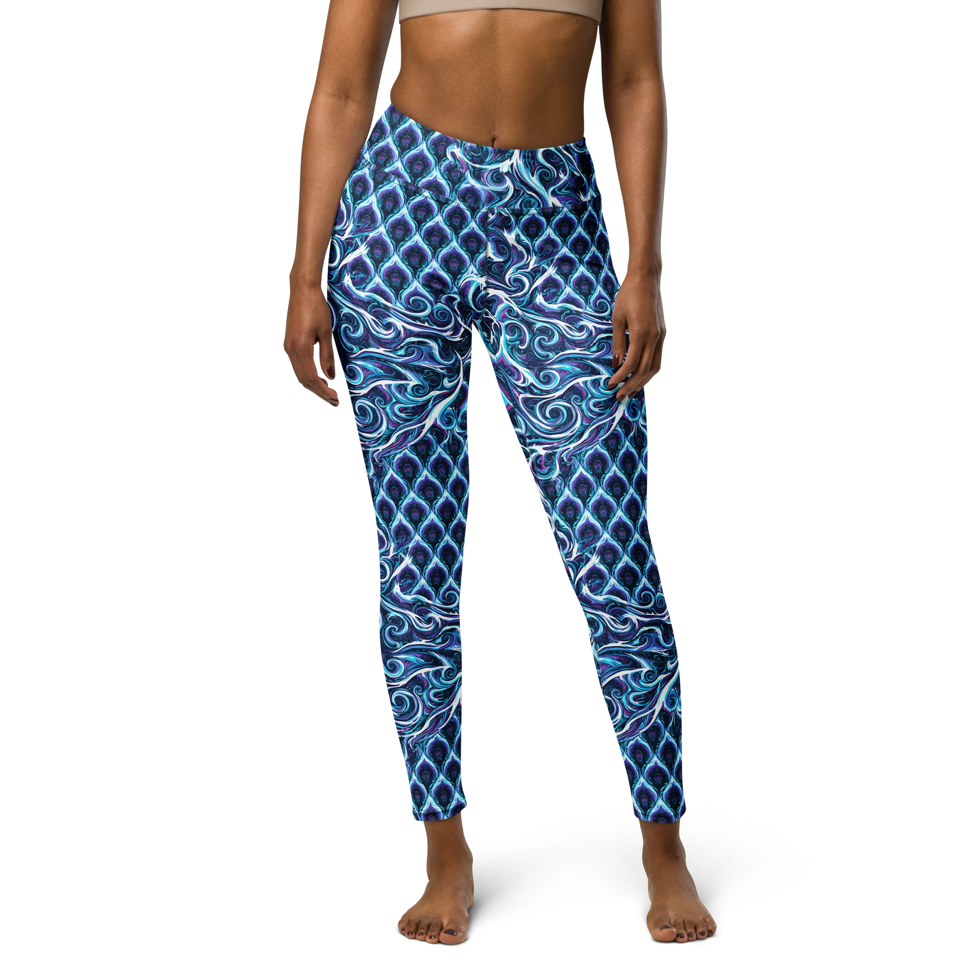Midnight Whirlpool on Yoga Leggings — Front