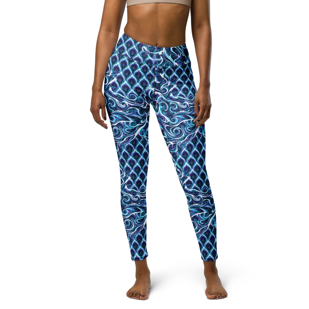 Midnight Whirlpool on Yoga Leggings — Front