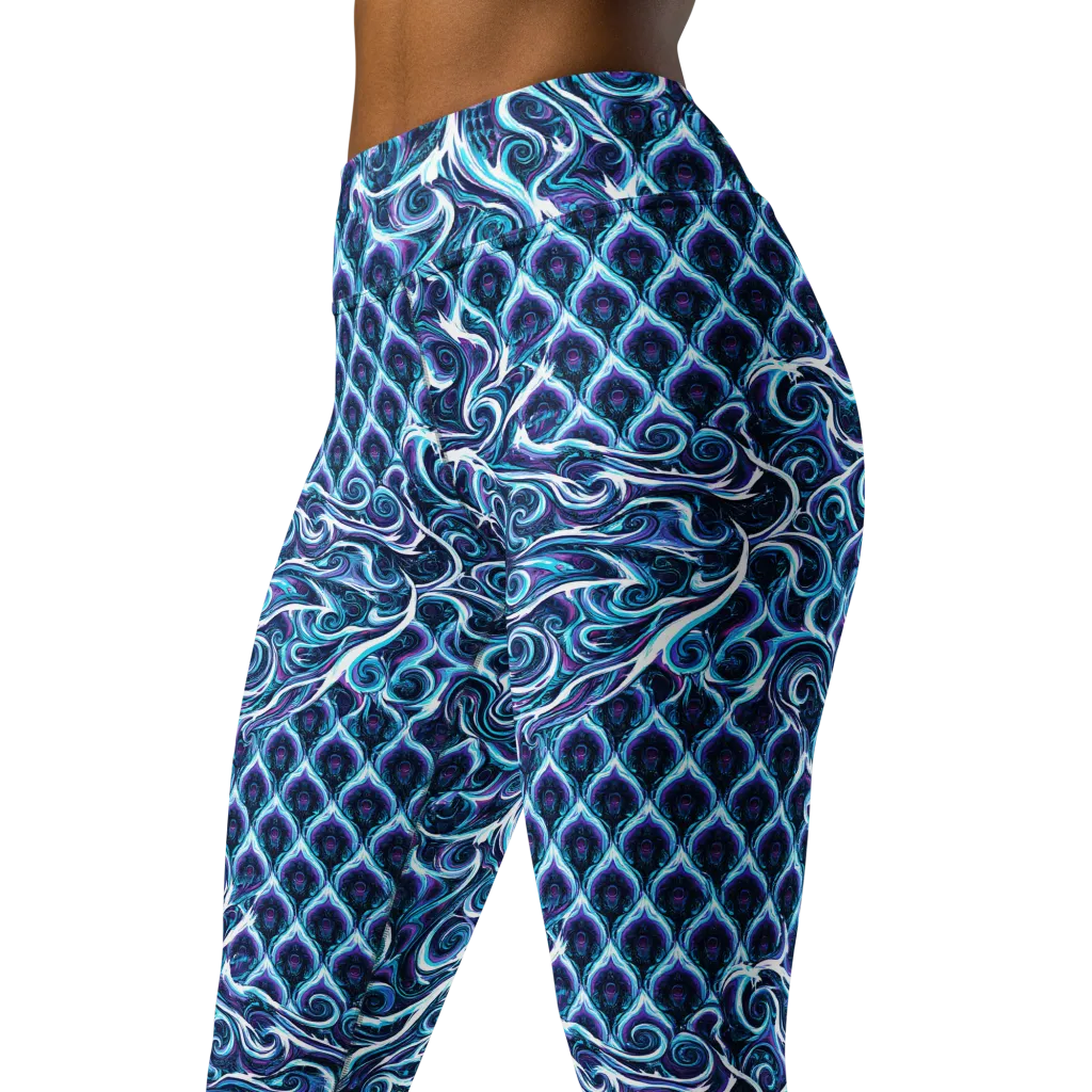 Midnight Whirlpool on Yoga Leggings — Left Front