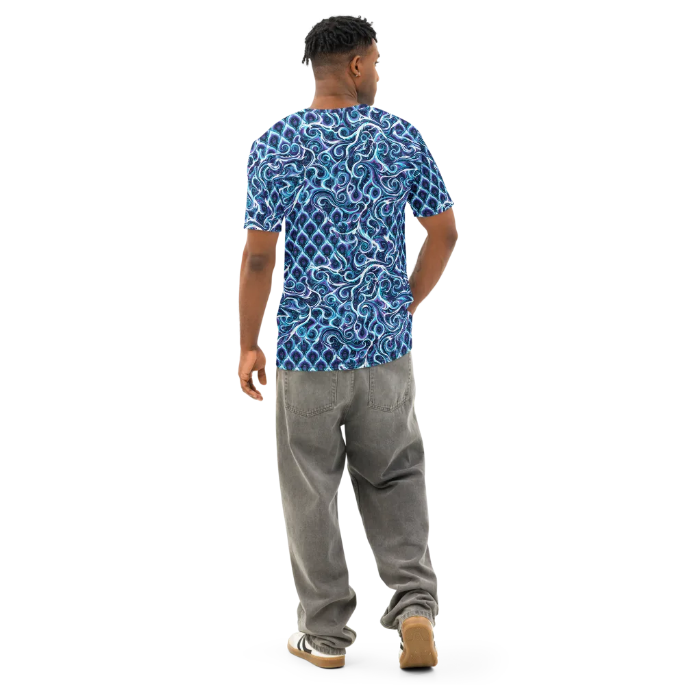 Midnight Whirlpool on Men's Cotton Crew Neck T-Shirt — Back