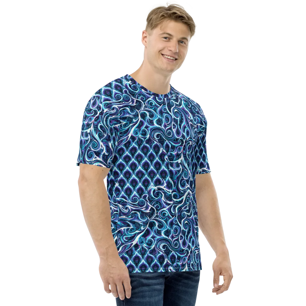 Midnight Whirlpool on Men's Crew Neck T-Shirt — Right