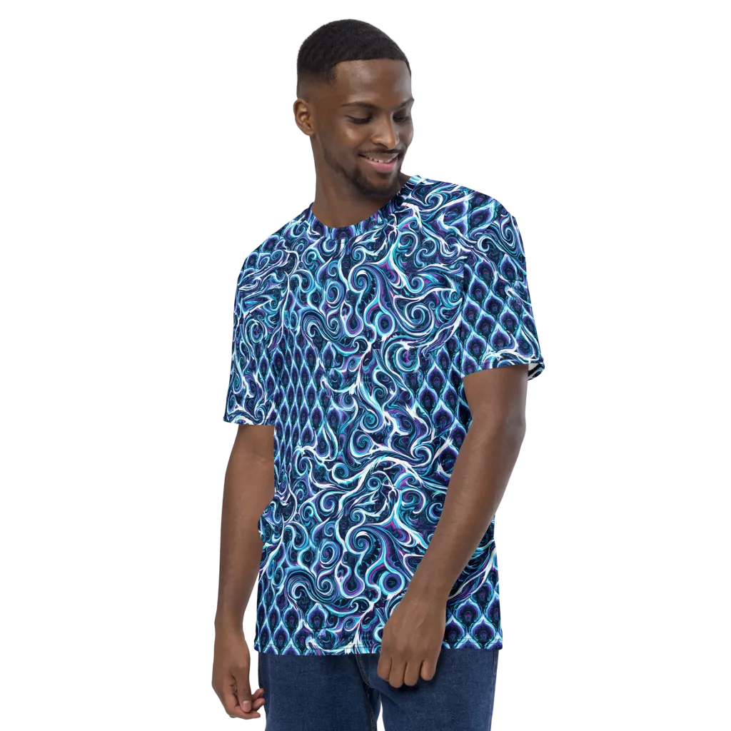 Midnight Whirlpool on Men's Crew Neck T-Shirt — Left