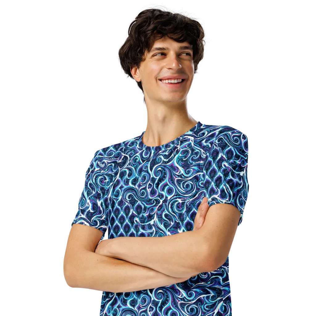 Midnight Whirlpool on Men's Crew Neck T-Shirt — Left Front
