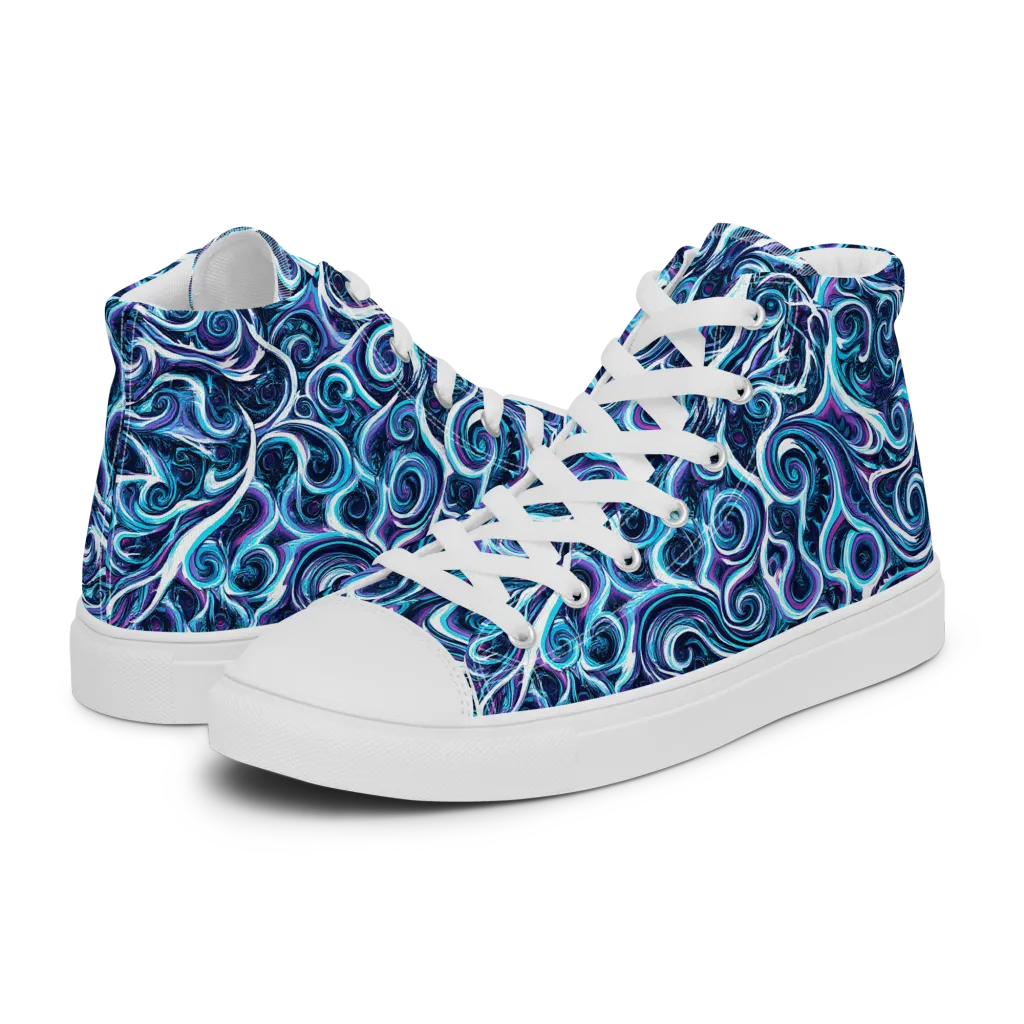 Midnight Whirlpool on Men's High Top Canvas Shoes — Left