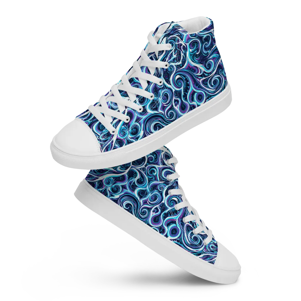 Midnight Whirlpool on Men's High Top Canvas Shoes — Front