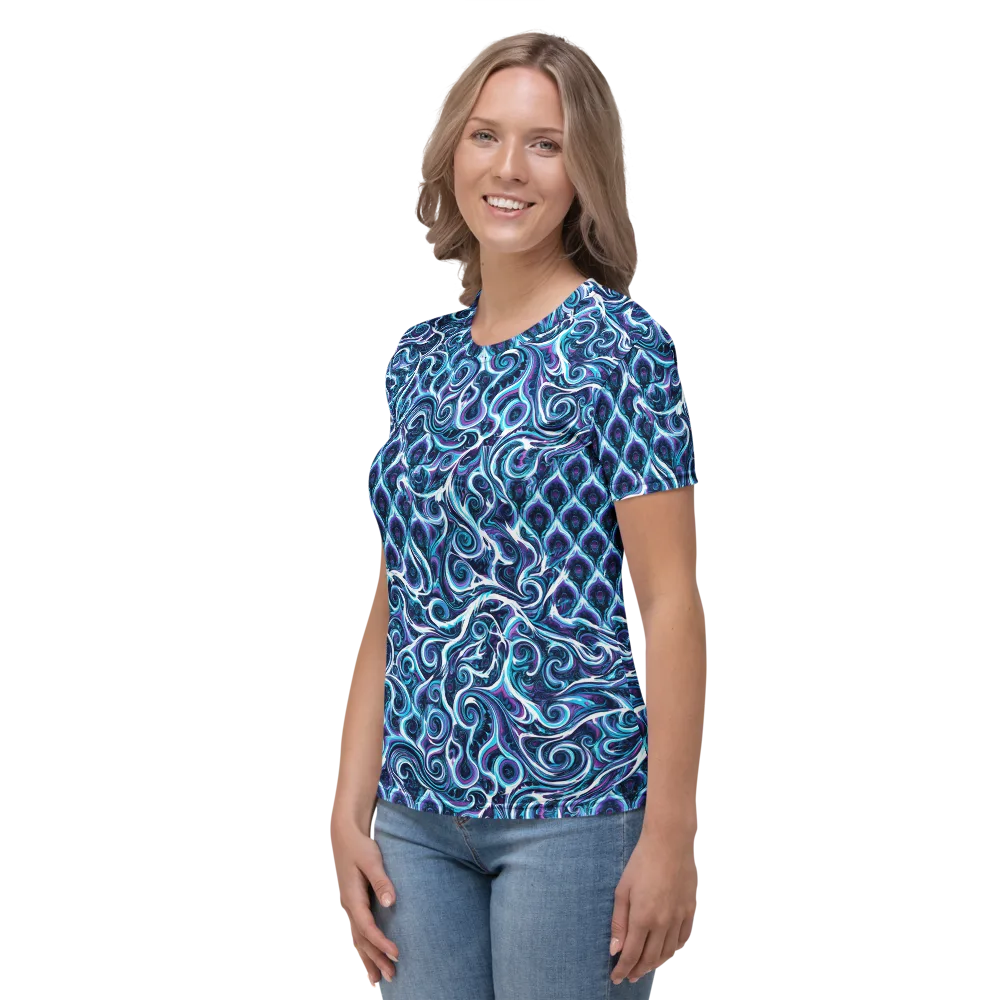 Midnight Whirlpool on Women's Crew Neck T-Shirt — Left