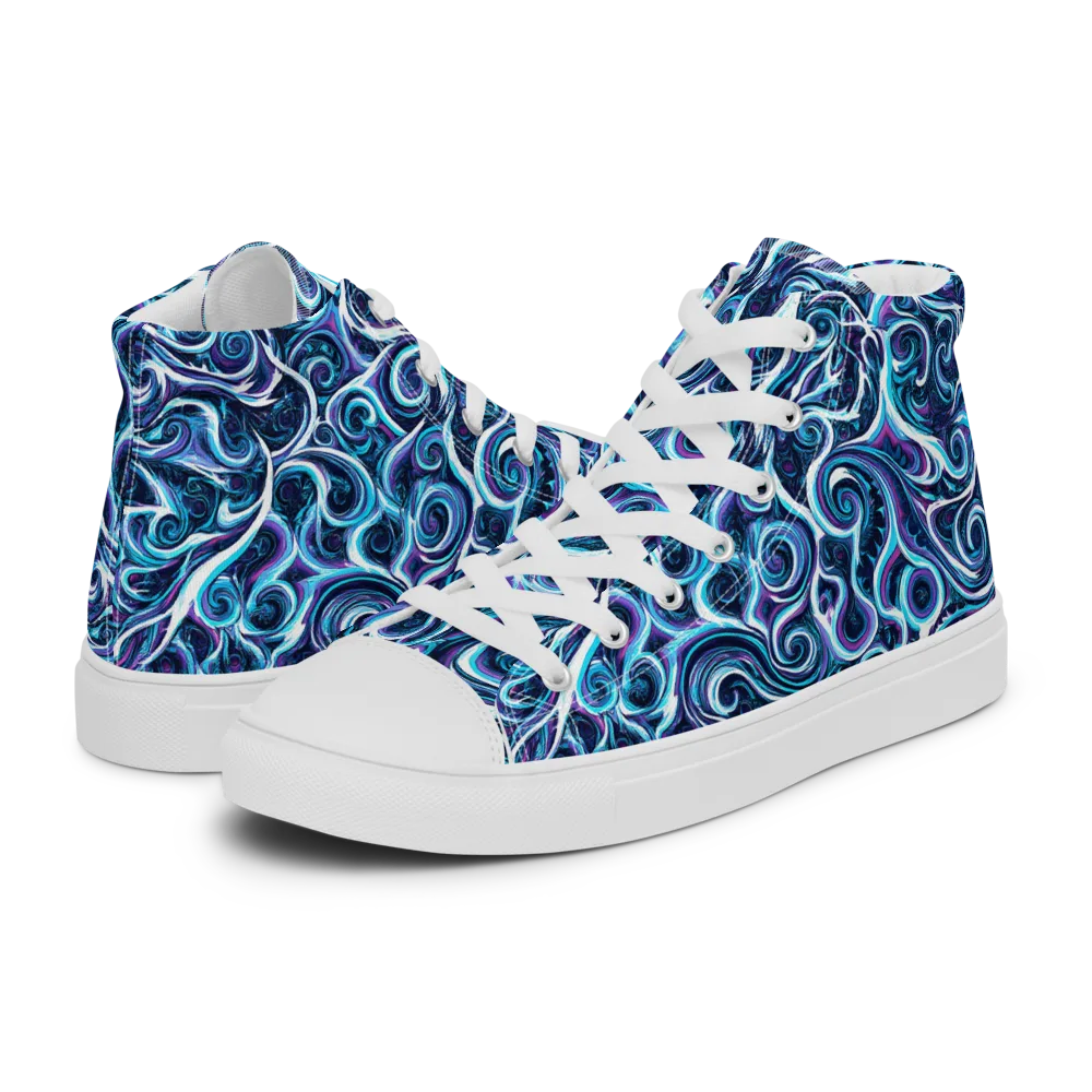 Midnight Whirlpool on Women's High Top Canvas Shoes — Left