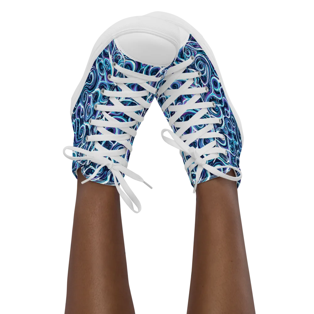 Midnight Whirlpool on Women's High Top Canvas Shoes — Front