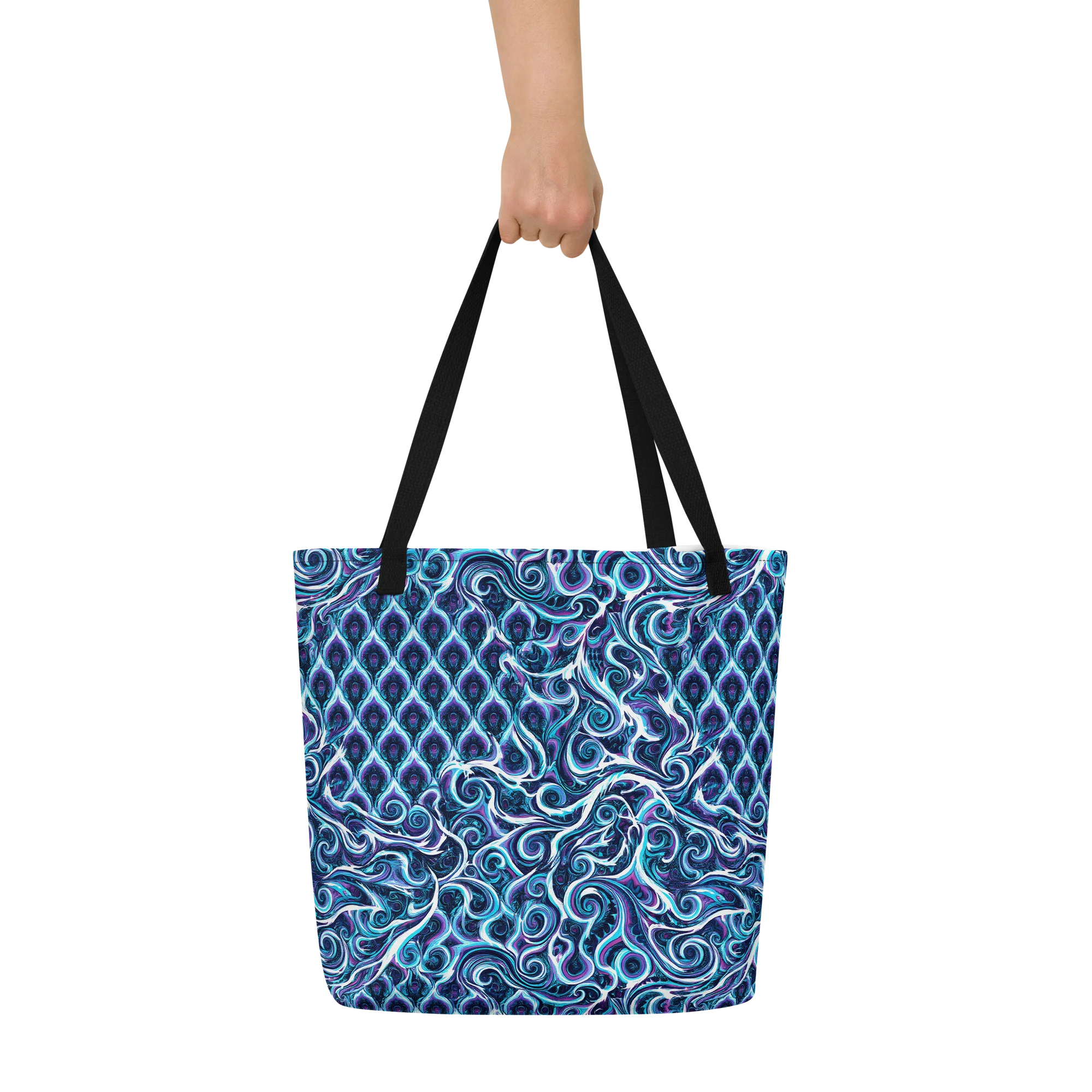Midnight Whirlpool on Large Tote Bag W/ Pocket — Front
